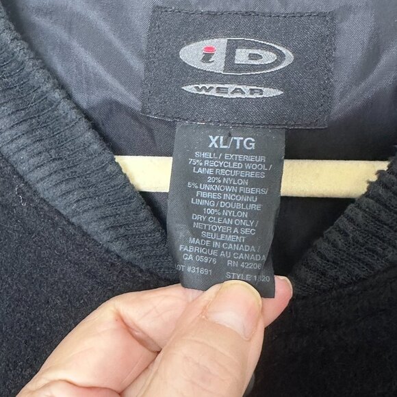 Vintage ID WEAR Men's Black Recycled Wool Blend Varsity-Style Bomber Jacket XL - Picture 3 of 8